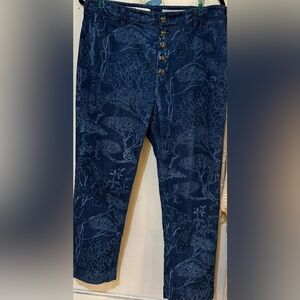 Anthropologie Dark Blue Patterned Cropped Jeans